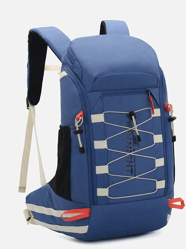Blue 40L travel backpack with rain cover, nylon lining, and soft handle, perfect for outdoor sports and adventures - SF0330.